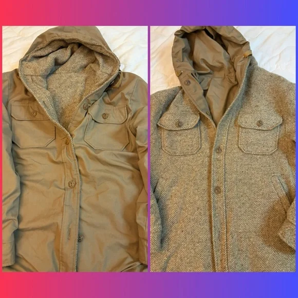 Men's Reversible Brown Hooded Jacket- L - Picture 1 of 11
